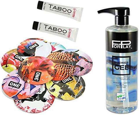 Forplay Premier Water-Based Formula Personal Lubricant 17 Oz, 2 X Taboo & 1 Pack of 20 ONE Condoms Variety