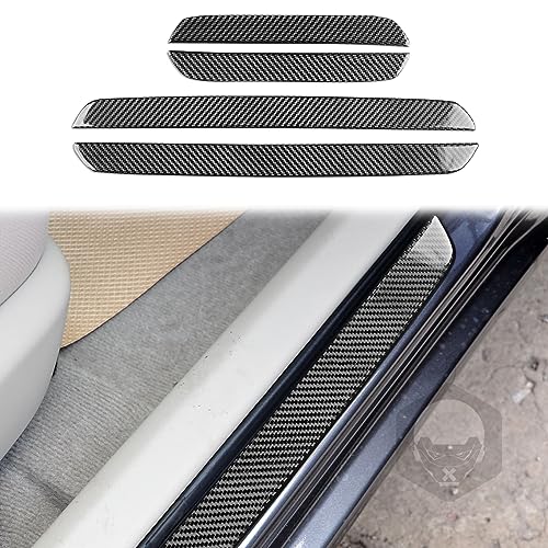 PJFUS Real Premium Carbon Fiber Car Door Sill Plate Panel Door Pedal Cover Strip Trim Sticker Auto Interior Accessories Compatible with Toyota Corolla 2009 2010 2011 2012 2013 Black