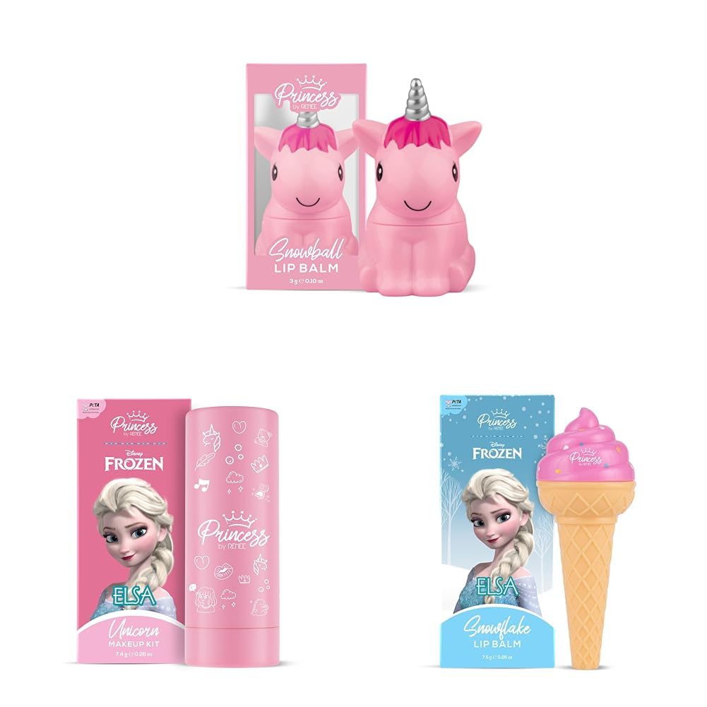 Princess by RENEE Lip Care & Makeup Combo for Pre-Teen Girls | Pink Lip Balm, Elsa Snowflake Lip Balm & Frozen Unicorn Makeup Kit | Shea & Cocoa Butter, Vitamin E | Vegan & Cruelty-Free | Pack Of 3-image-15