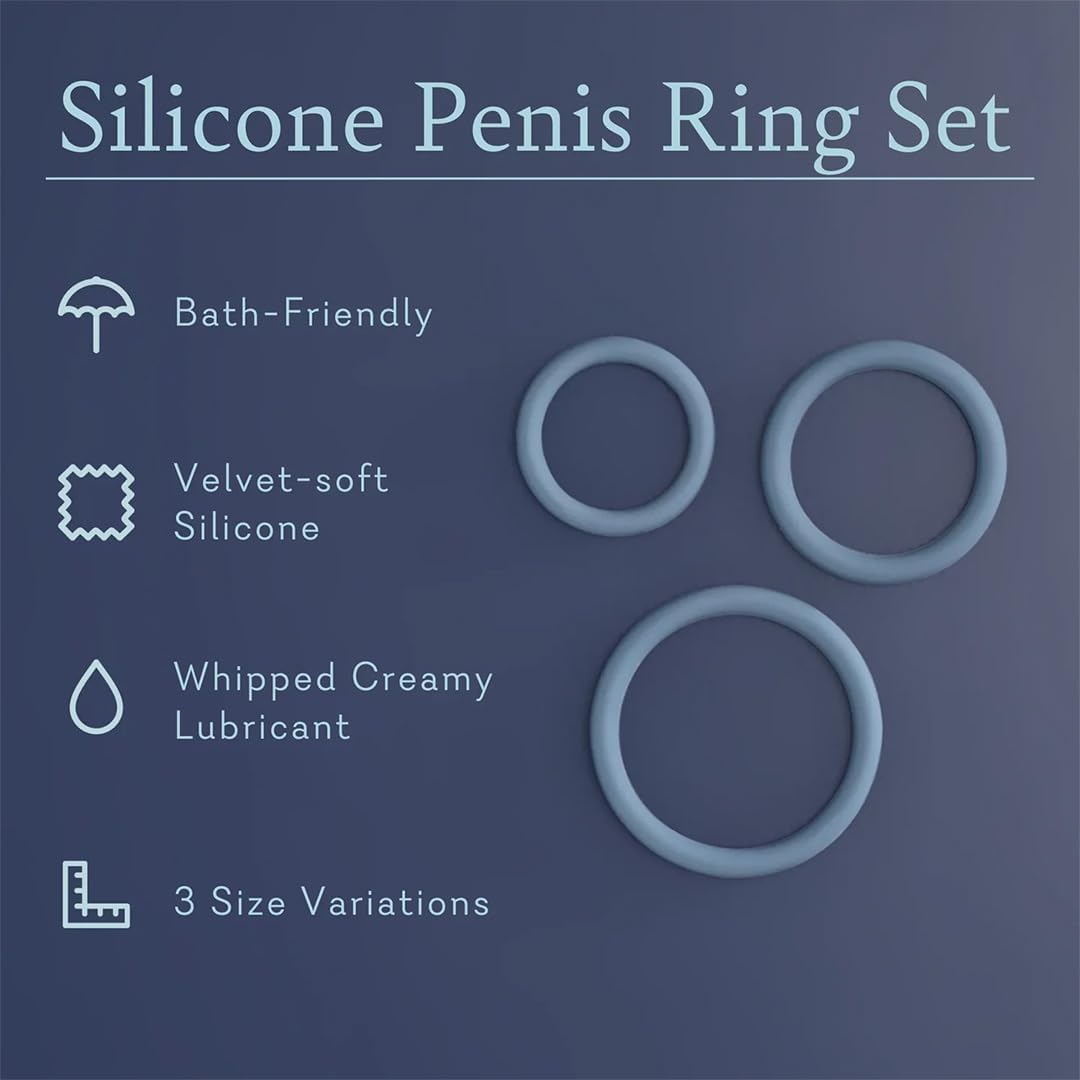 Pure Romance Silicone Penis Ring Set | Three Flexible, Durable Rings