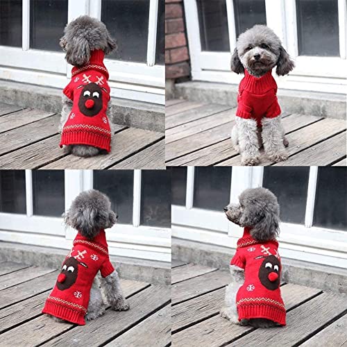 ABRRLO Hunde Kostüme Hundebekleidung Baumwolle Pullover feiern Weihnachten-Tag Winter Mantel Strickpullover Haustier Hund Pullover Haustier Kostüm Fashion Urlaub Party Geschenk (L, KitzD)