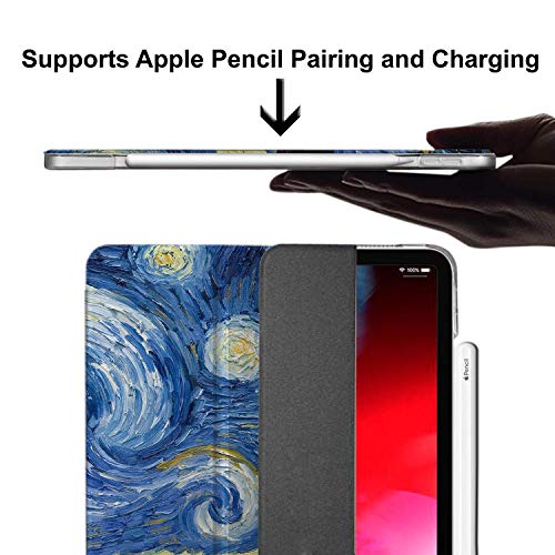 Image of DuraSafe Cases iPad PRO 11 Inch 1st [ PRO 11 2018 1 Gen ] A1980 A1934 A2013 A1979 MTXN2HN /A MTXP2HN /A MTXR2HN /A Trifold Printed Hard Smart PC Transparent Back Cover - Starry Night