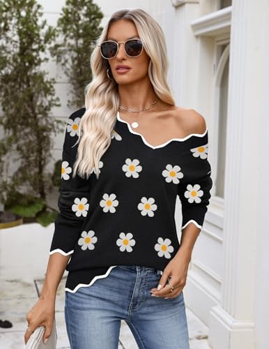 Image of Zeagoo Women's 2026 Fall V Neck Sweater Long Sleeve Lightweight Knit Tops
