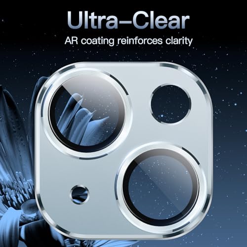 Image of JETech Camera Lens Protector for iPhone 15 6.1-Inch and iPhone 15 Plus 6.7-Inch, Full Coverage 9H Tempered Glass Ring Cover, Matte Metal Plate, Case Friendly, 1-Pack (Blue)