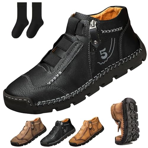 Matufit Shoes for Men - Waterproof Non-Slip Fashionable Orthopedic Shoes, Side Zip Slip-On Flats