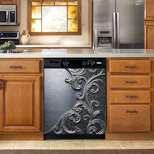 Image of BVBOX Dishwasher Magnet Cover 23 inchx26 inch, Reusable Magnetic Refrigerator Covers, Decorative Magnets Cover Fridge Door Skin Panel Stickers for Home Kitchen Appliance (Vine Patterns, 23 inchx26 inch)