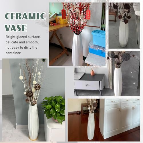 Vase en céramique blanc grand modèle pour chambre à coucher - 3