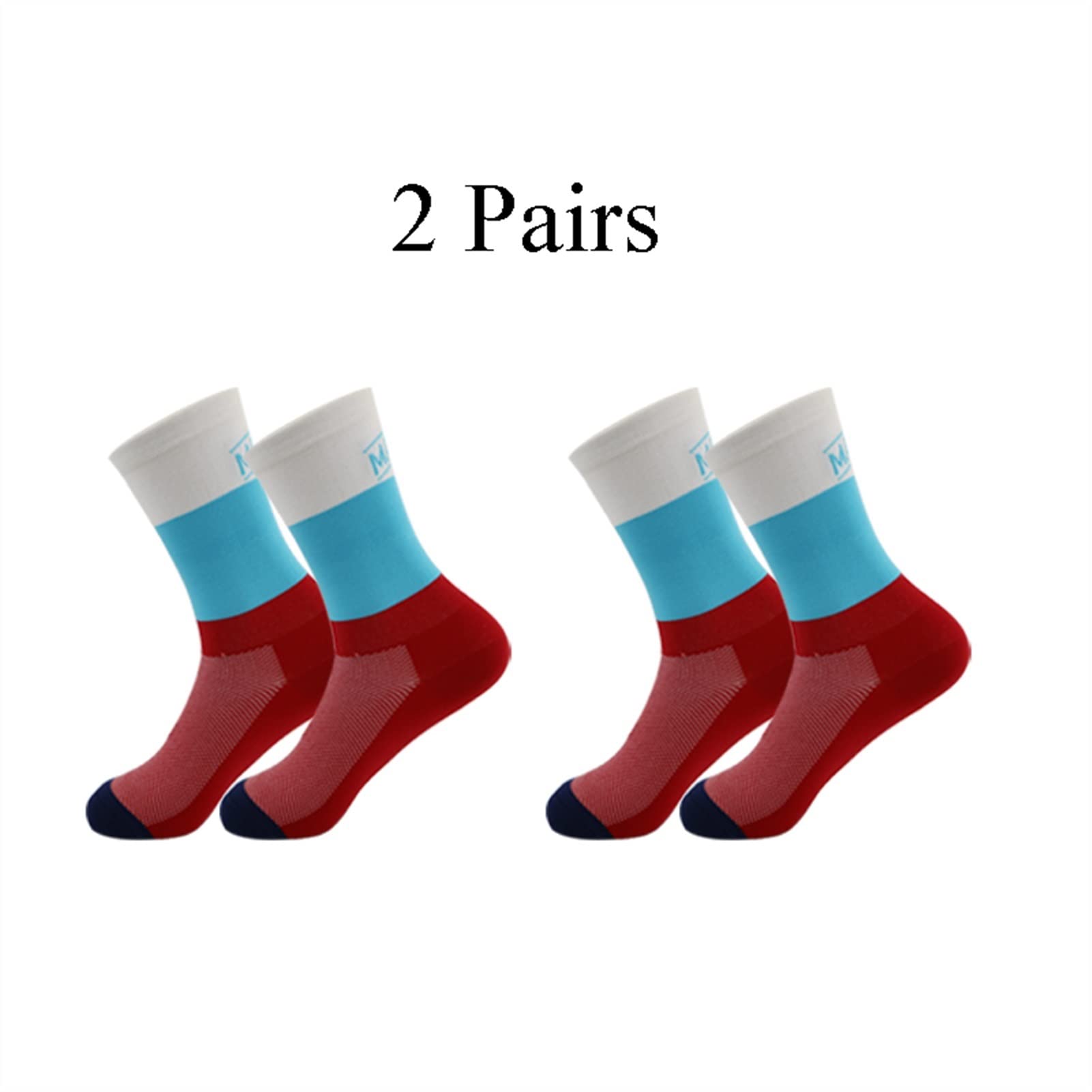 2 Paia Calzini da Ciclismo Confortevoli Calze da Asciugamano Morbido Sudore Assorbente Antiscivolo Elasticità Calzini Sportivi