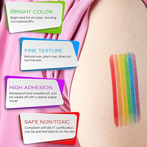 Pride Rainbow Fan Brush Face Paint, Rainbow Flag Face Paint Stick Crayons Colors Face & Body Paints Fancy Dress for Gay Lesbian LGBT Gay Pride Celebrations Birthday Party Festivals Makeup Supplies