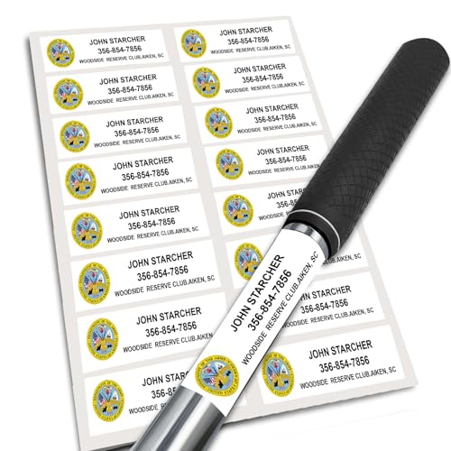 Curb-N-Sign® 32 Personalized Golf Club ID Labels | Made in USA with Top Vinyl Material, Weatherproof, Waterproof, Fade Resistant, UV Ink (Military, 2 Sheets (32 Stickers))