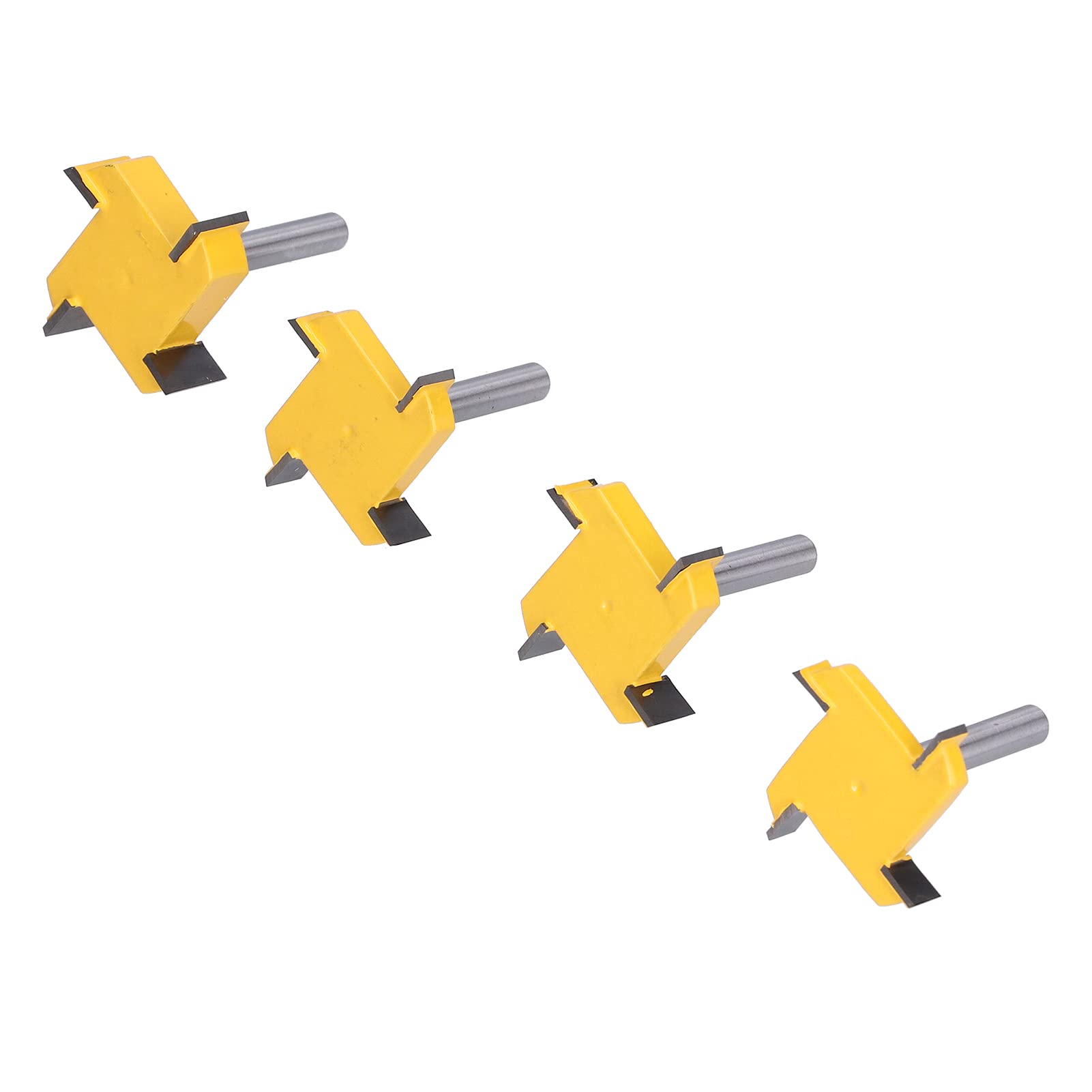 Punta per router da superficie, gambo da 1/4", a 4 flauti, con punta per spianare lastre; fresa CNC per lavorazione del legno, rivestita in PTFE, ideale per legno massello,