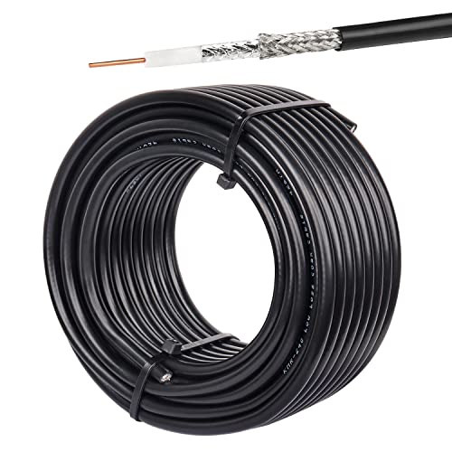 XRDS -RF RG59 Coaxial Cable 50FT RG59 Dual Shield Cable 75 Ohm Bare Copper Conductor RG59 Cable for Surveillance Camera System Cables CCTV/DVR/TV