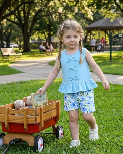 Image of Weebaby Toddler Girl Clothes Baby Summer Outfits Sleeveless Halter Top Ruffle Short Set Cute Kids Clothes Girls