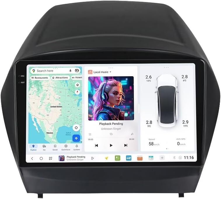 MekedeTech DUDUAUTO DUDU7 Dash Kit for Hyundai IX35 2009-2015,9.5 inch 2K Touch Screen Car Stereo,8G RAM 128G ROM