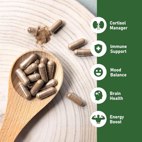 GlowEver KSM-66 Ashwagandha with L-Theanine, Mushrooms, Ginseng & Ginkgo Biloba - Extra Strength Stress Relief, Energy & Brain Health Support - Vegan, Gluten Free, Plant Based - 60 Capsules - Image 6