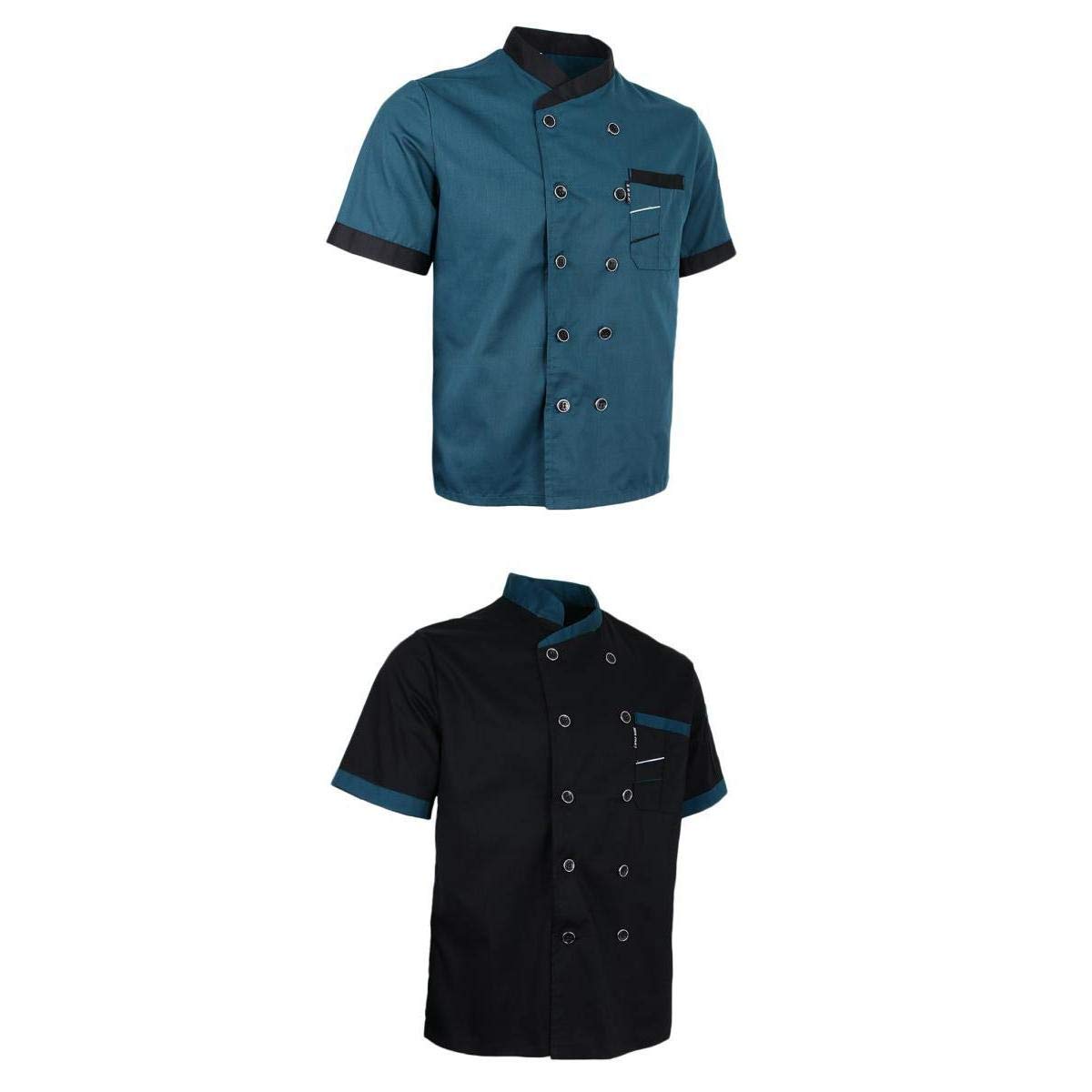 Jojomis 2 Packs Men Women Chef Jacket Coat Uniform Breathable Short Sleeve Chefwear, as described, Medium