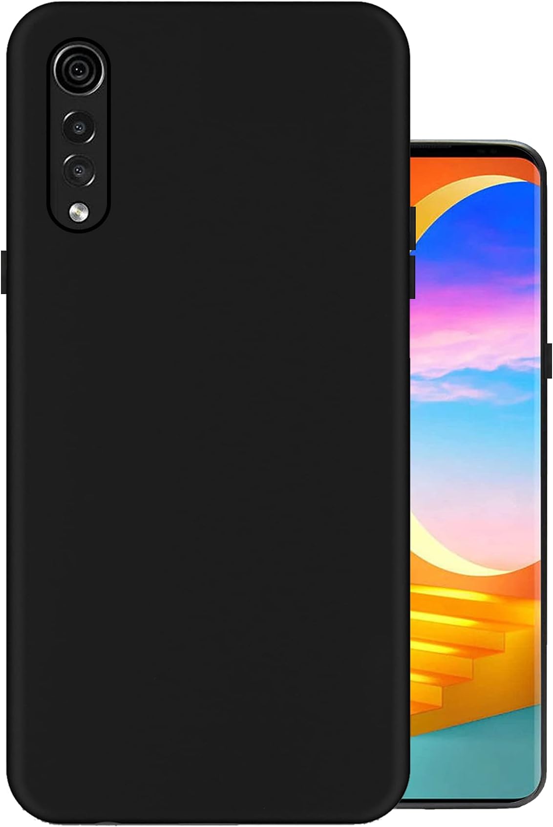 HELLO ZONE Exclusive Matte Finish Soft Back Case Cover for LG Velvet - Black