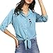 Produktbild Bluse Damen Hemd Langarmshirt Frauen Katze Drucken Shirt Übergröße Verknotete Hemdem Shirt Langarm Bluse Taste Tops Oberteile ABsoar