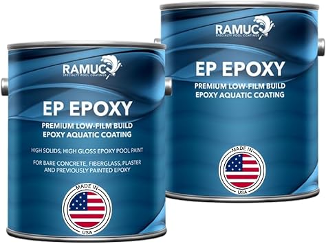 RAMUC EP Epoxy Pool Paint 1.25 Gallon Two-Part Epoxy Coating for Concrete, Gunite & Fiberglass Pools Durable High-Gloss Protective Finish Available in 7 Colors 1.25 Gal Kit Aqua Green