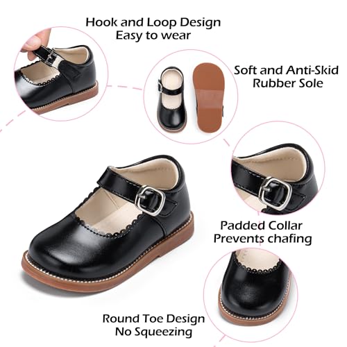 Image of PHIRAMIN Toddler Girl Mary Jane Student Oxford Shoes-Little Girl School Uniform Shoes for Wedding Party
