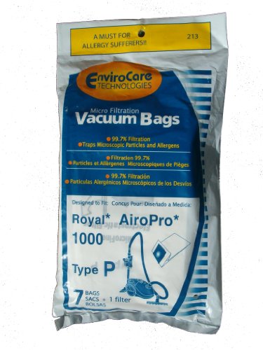 14 Royal Type P Allergy Vacuum Bags, Airpro Ry 1000, Canister Vacuum Cleaners, 3-RY1100-001