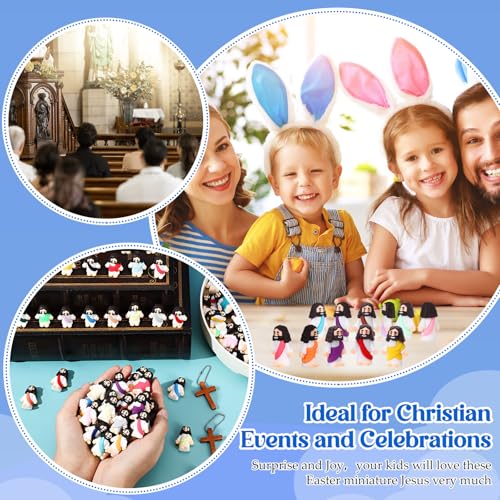Bememo 50 Pcs Little Jesus Figures Jesus Toys Figurines to Hide and Seek Religious Party Favors for Church Sunday School Easter Egg Stuffers(Brilliant Colors) - image 4