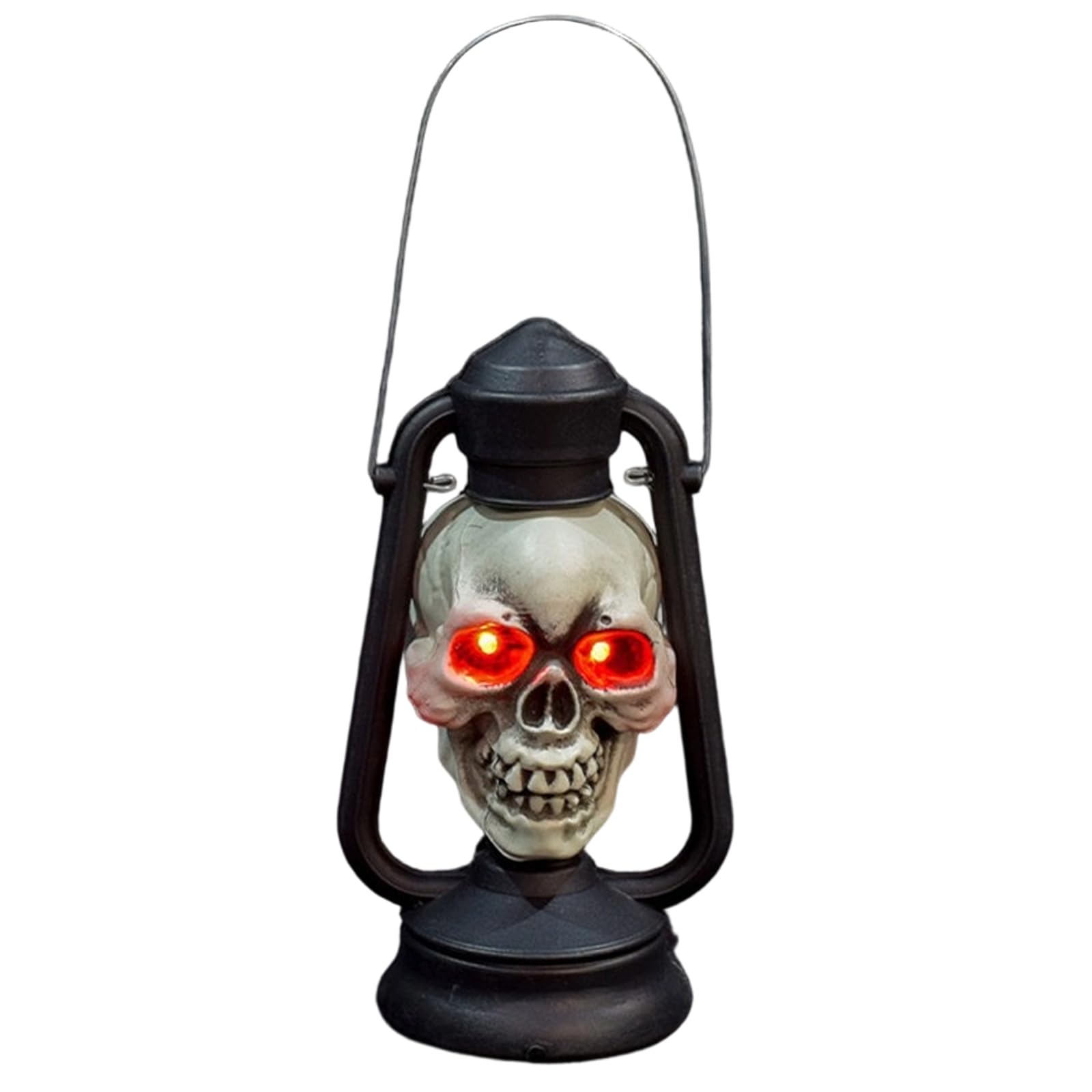 Mekalero A Handheld Skeleton Lamp Plastics Construction Skull Shape Light With Handle Hand Carry Lights For Halloween Parties Decors Halloween Hanging Ornament