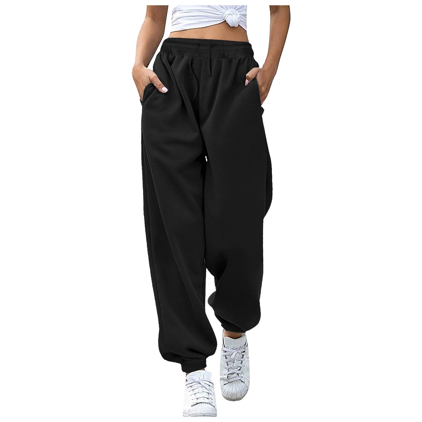 Women's Jogging Bottoms Cotton Lounge Trousers Ladies Straight Leg  Sweatpants Tracksuit Bottoms Sports Yoga Pants Lightweight Trousers with  Pockets