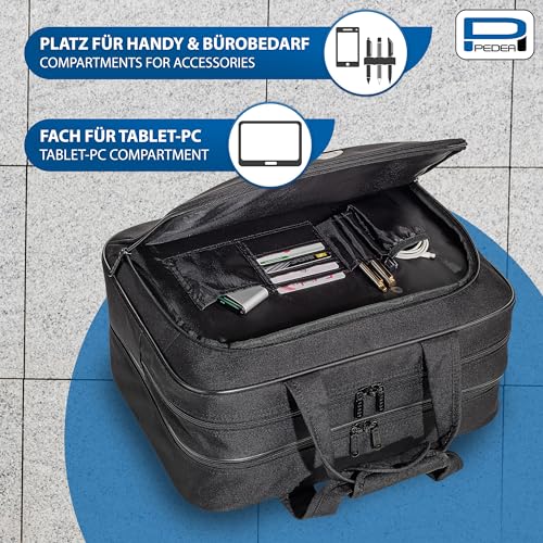 PEDEA Business Trolley Premium Air Laptop-Rollkoffer bis 17,3 Zoll (43,9 cm) mit Übernachtungsfach, schwarz