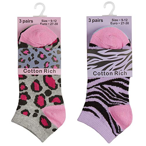 Girls 6 Pairs Animal Print Trainer Socks2