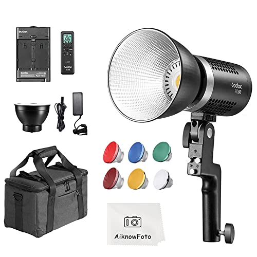Godox ML60 Lampe Vidéo LED Portable, 8 Effets d'éclairage, Mode Ventilateur Silencieux, Réglage de La Luminosité de 0% à 100% pour Vidéo Photo Studio et Photographie Extérieure