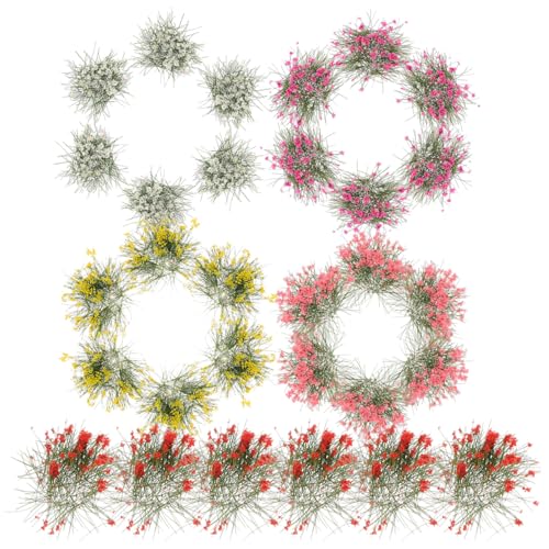 Operitacx Bandes De Touffes d'herbe Statique Et Fleurs Miniatures pour Modélisme Ferroviaire Décor De Diorama 4.33 X 0.79 Pouces