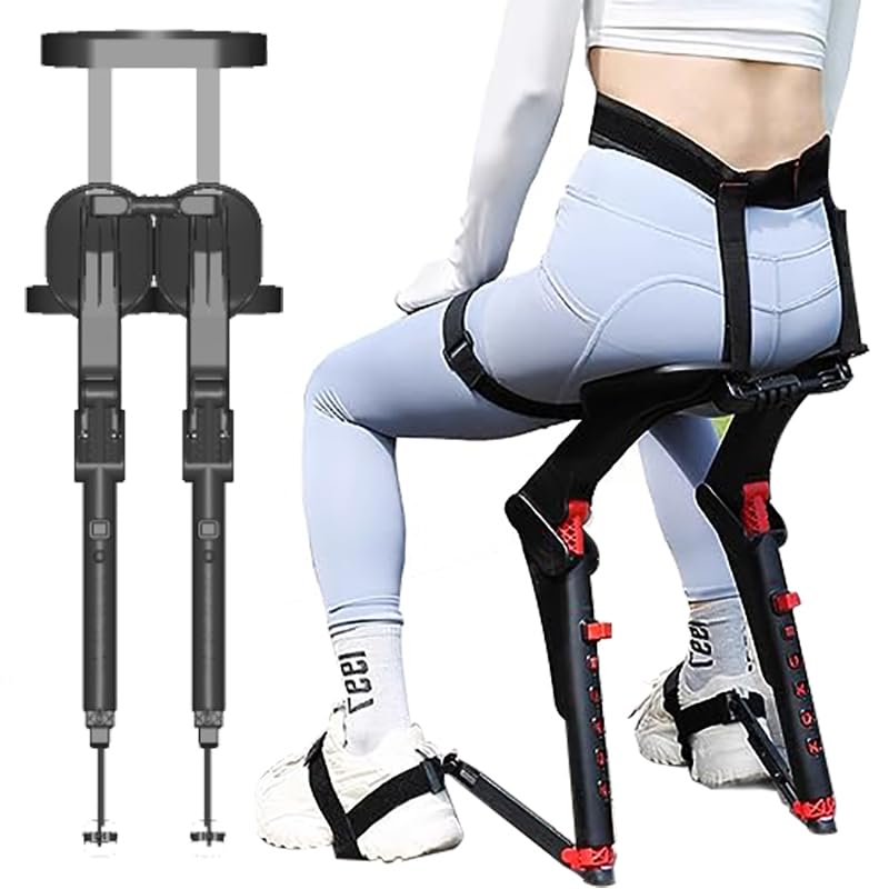 Soporte de exoesqueleto portátil, Asientos mágicos Invisibles, Altura Ajustable de 5 Engranajes, 2 Niveles de ángulo Ajustable, Carga de 150 kg, Adecuado para Trabajadores Que permanecen