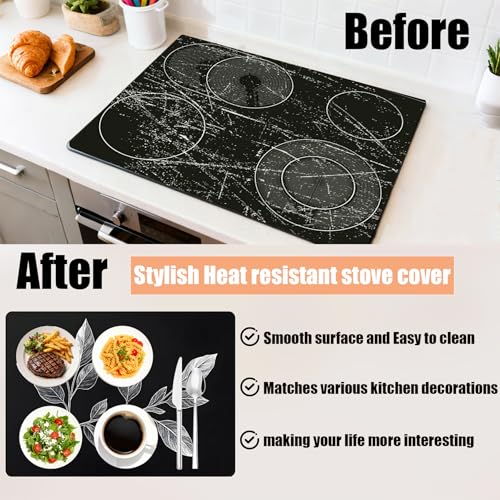 Image of Anti-Slip Electric Stove Top Cover, Foldable Heat-Resistant Glass Stove Top Cover Protector, Multi-Scenario Use Dish Drying Mat 30 inchx21 inch