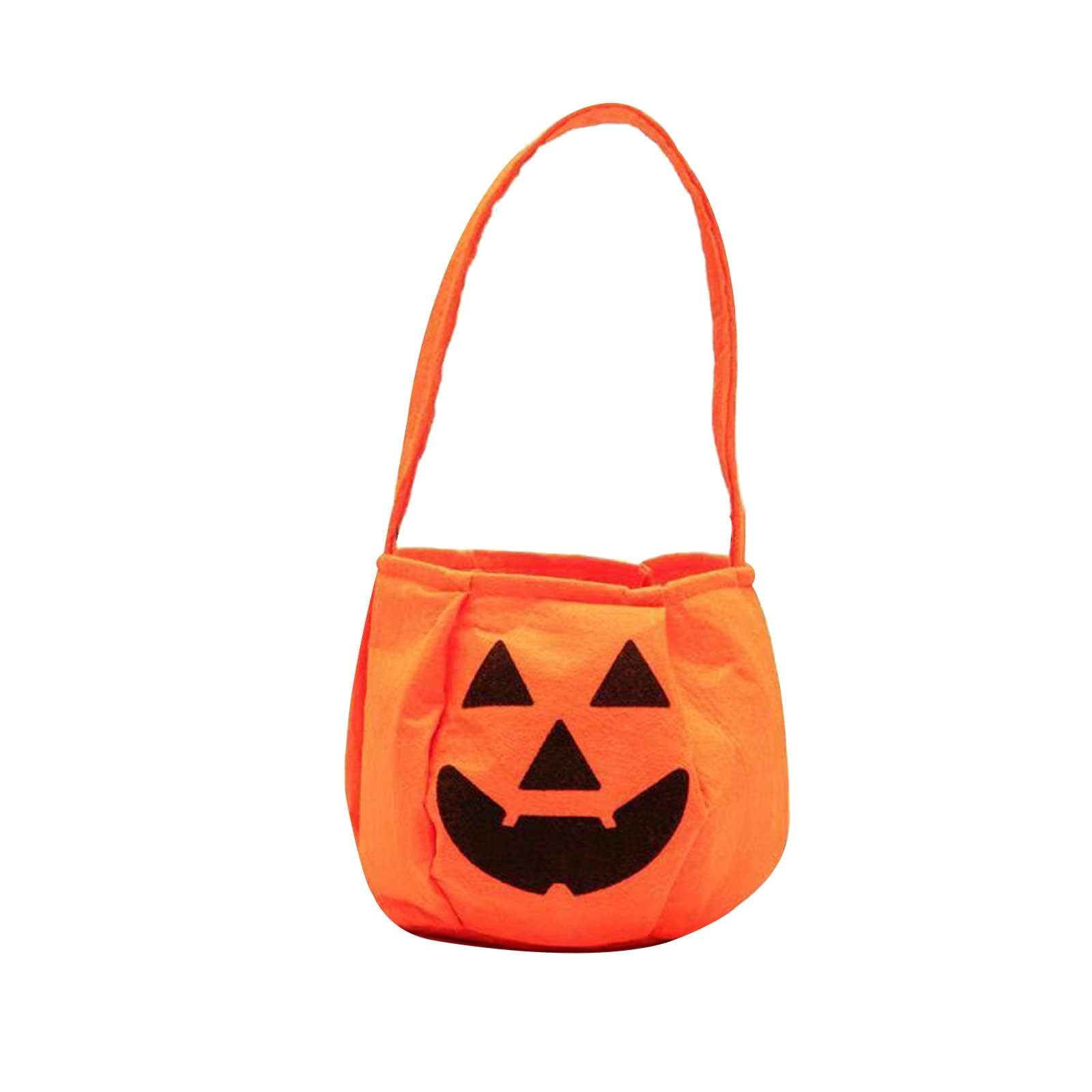 QCZJ Halloween Candy Bag,Halloween Trick or Treat Bags Pumpkin Treat Bags for Kids Tote Bucket Pumpkin Goody Bag Reusable Candy Bucket for Trick-or-Treating Halloween Party Favor Supplies