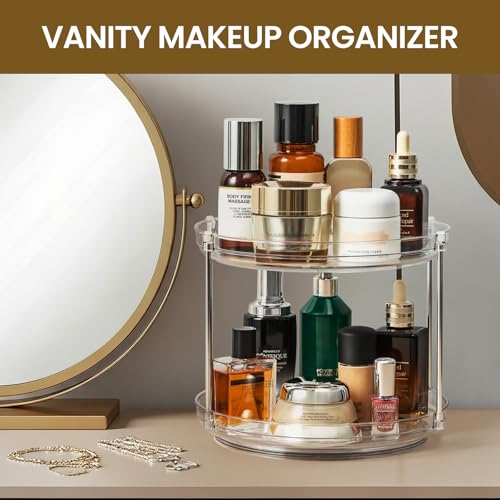 image for LANDNEOO 2 Tier Non-Skid Acrylic Lazy Susan Turntable Organizer - Rota