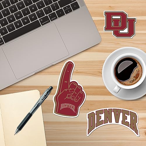 Image of University of Denver 8ct Vinyl Large Deluxe Stickers Variety Pack - Laptop, Water Bottle, Scrapbooking, Tablet, Skateboard, Indoor /Outdoor - Set of 8