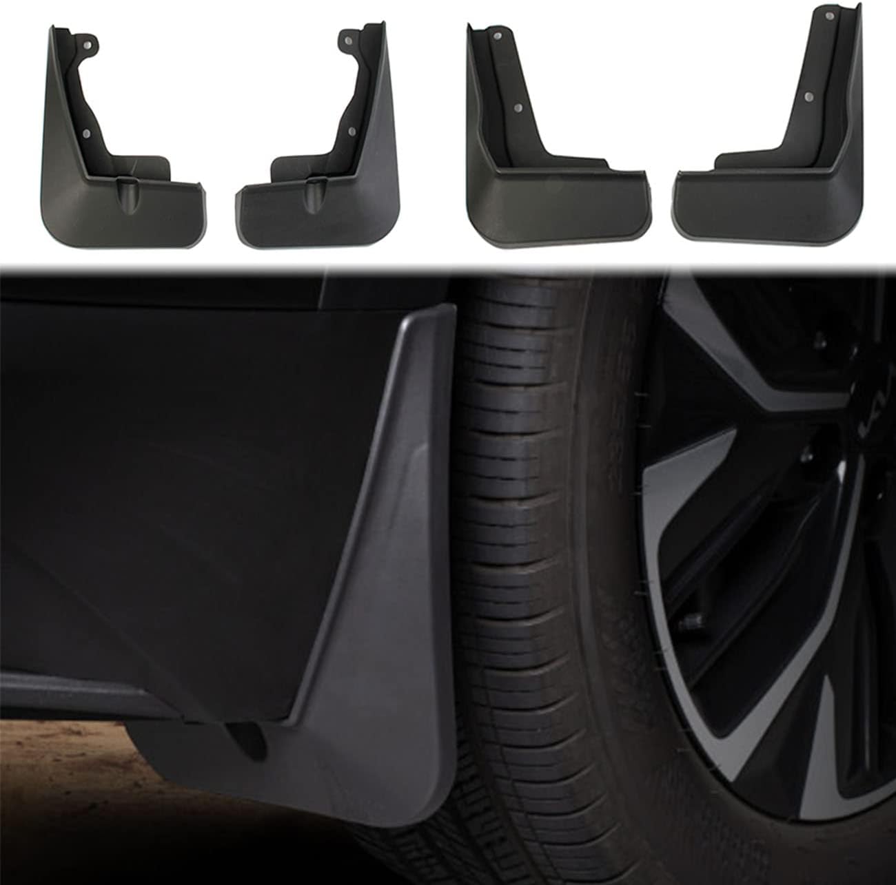 Black Car Mud Flaps Mudguard Fender Accessories for KIA EV6 2022-2025(Model 2(ONLY FIT GT-LINE))