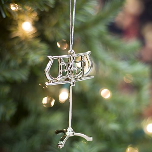 Silver Music Stand Music Instrument Replica Christmas Ornament, Size 3.5 inch