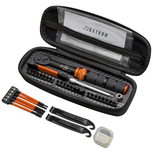 WAXTRON Bike Torque Wrench Set 1/4 Drive Ratcheting Click-Type 2-20 Nm 0.15 Nm Micrometer Adjustment 35-Piece