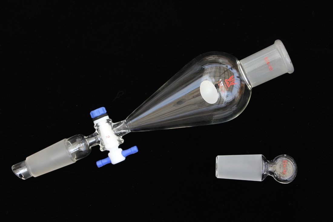 Buy Glass Separatory Funnel 125ml with Joints 24/40 and 2mm PTFE