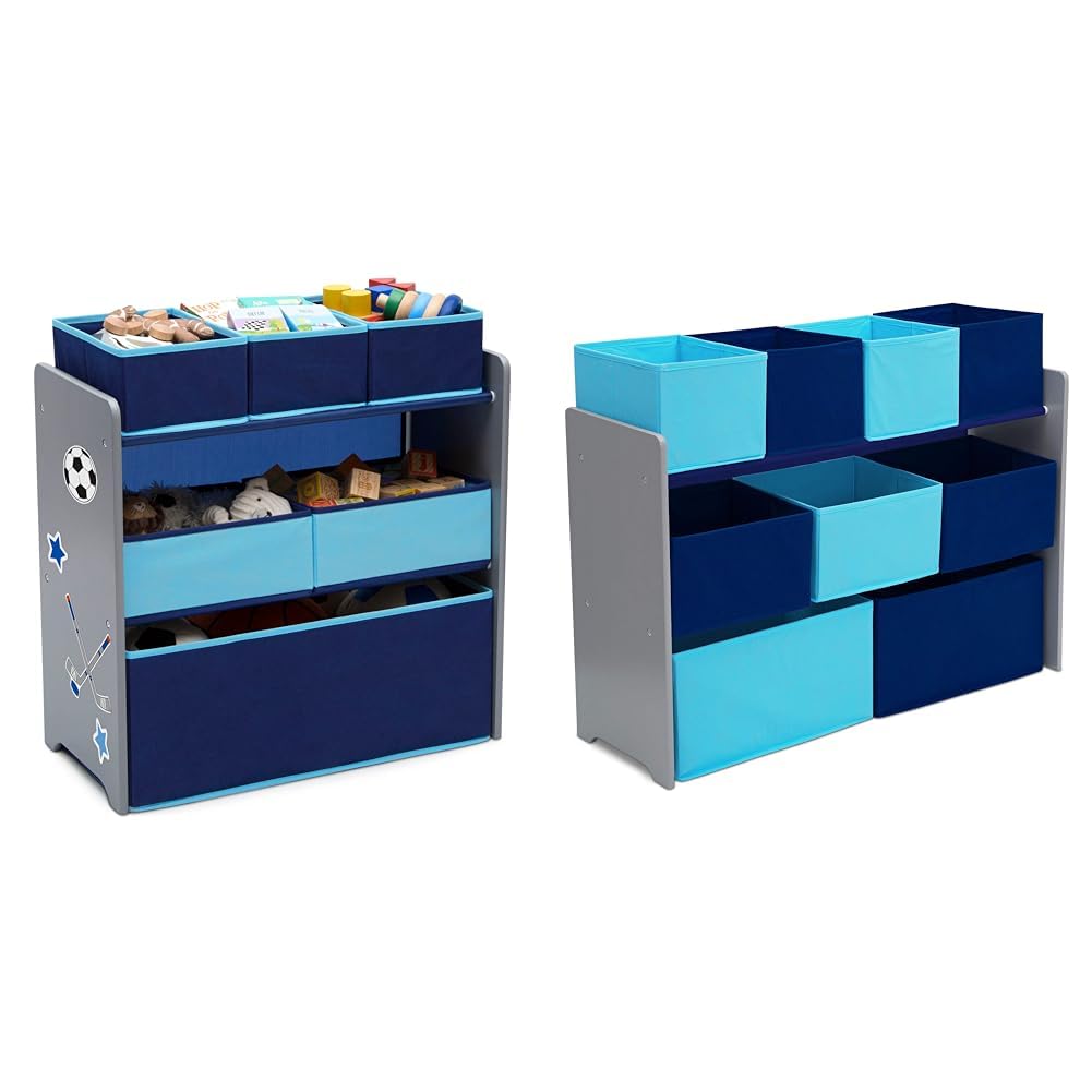Photo 1 of ***USED MISSING PARTS***Delta Children Design and Store 6 Bin Toy Organizer, Grey/Blue & Deluxe Multi-Bin Toy Organizer with Storage Bins - Greenguard Gold Certified Grey/Blue Organizer + Organizer