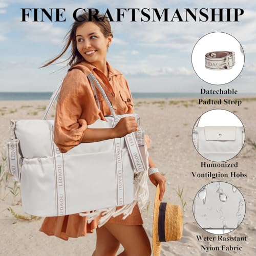 LEDAOU Women's Sports Travel Gym Work Tote Bag, Black, 36.5cm*41cm*18cm4