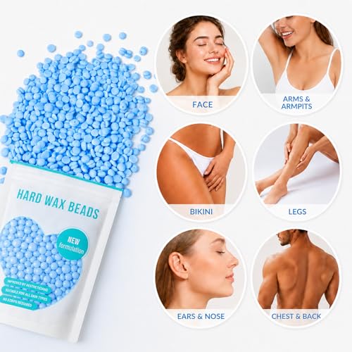 Image of Waxing Kit for Hair Removal - Beginner Friendly Wax Warmer with 6 Bags Hard Wax Beans Freesia & Milk & Aloe, Ideal for Body, Bikini, face, Home Salon Use - Pink Beach