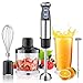 Batidora de inmersión 6 en 1 Minipimer con 500 ml Picadora 600 ml Taza mezcladora Cocina con acero inoxidable 304 Turbo 12 velocidades Batidora de inmersión 1,2 m Cable de alimentación 1000 W