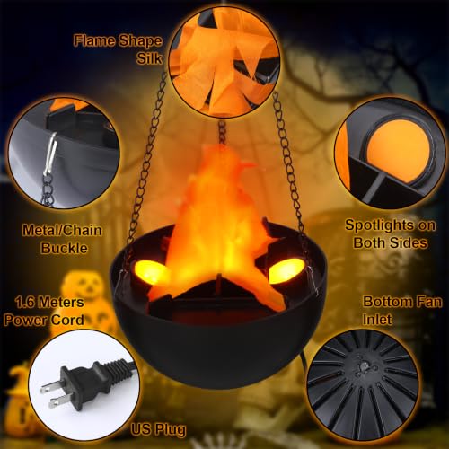 Image of Baquler 8 Pcs Halloween 3D Fake Fire Light 110v LED Artificial Hanging Flame Light Realistic Campfire Halloween Lamp Prop Flame for Christmas, Festival, Night Club, Party Decor