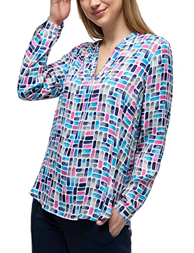 ETERNA Langarm Bluse Kelchkragen Muster blau Größe 46