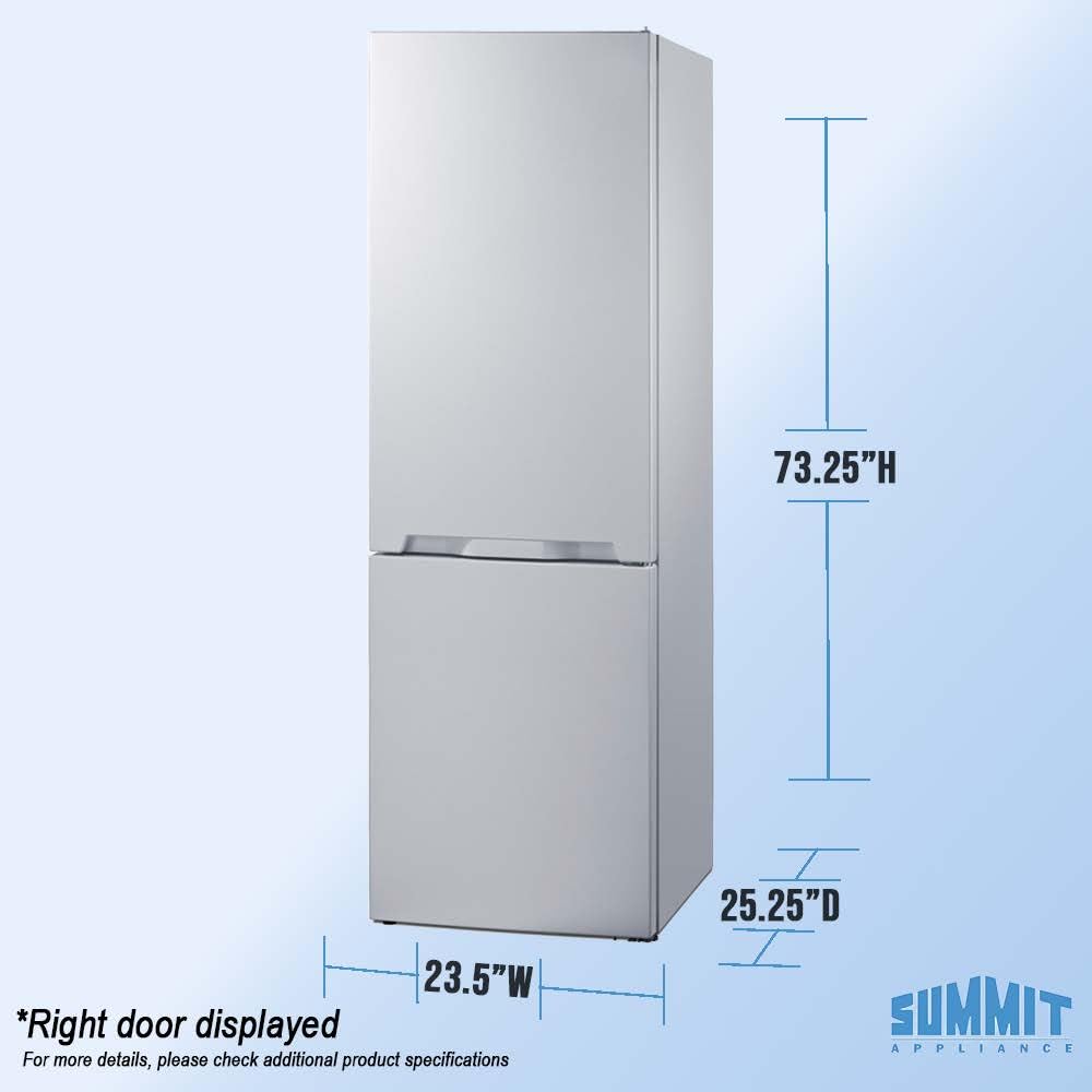 Summit 24" Bottom Freezer Refrigerator, Counter Depth Refrigerator- Freezer,With Ice Maker, White - FFBF121WIMLHD (left Handed Door Swing) on Fridge.com