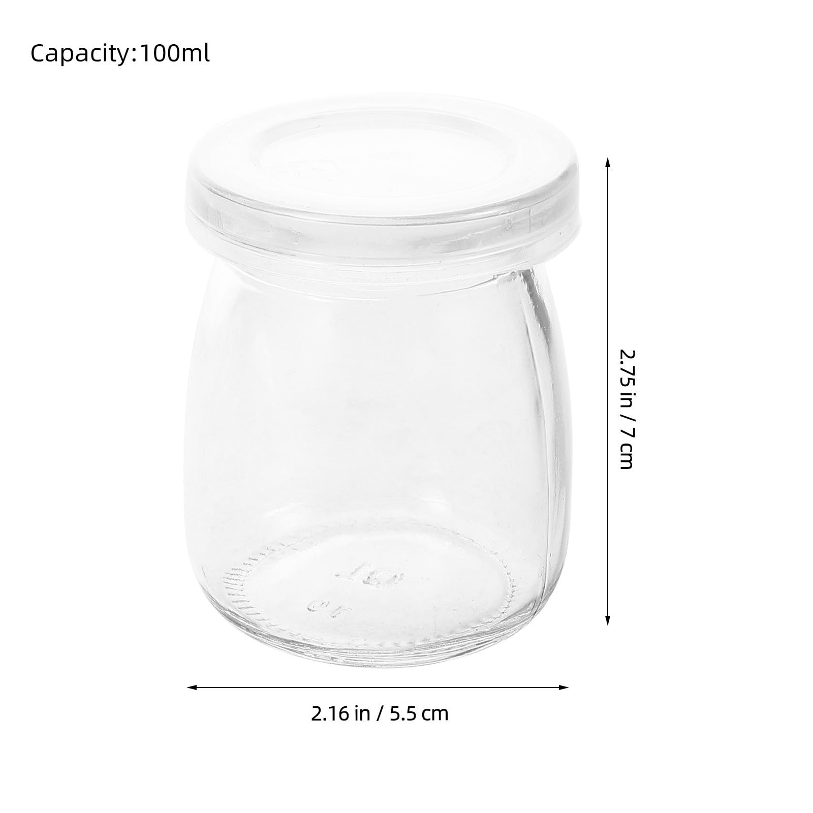 VOSAREA 12 Pots à Yaourt en Verre avec Couvercles, 100 Ml, Lot de 12, Design Polyvalent et Facile à Nettoyer, pour Usage Quotidien Cuisine