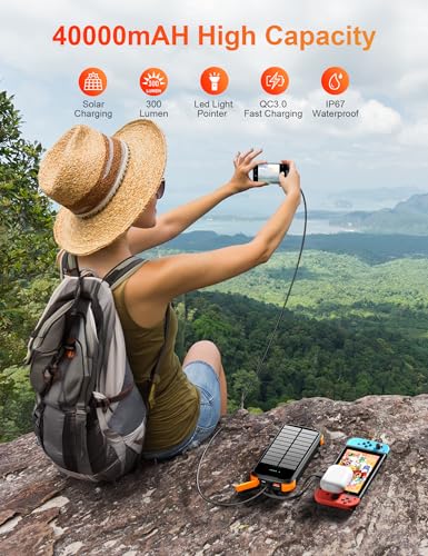 MINRISE Solar Power Bank 40000mAh, Cargador Portátil PD 20W miniatura 5